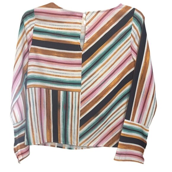 Jealous Tomato Striped Long Sleeve‎ Blouse S Multicolor Polyester Round Neck - Picture 2 of 7